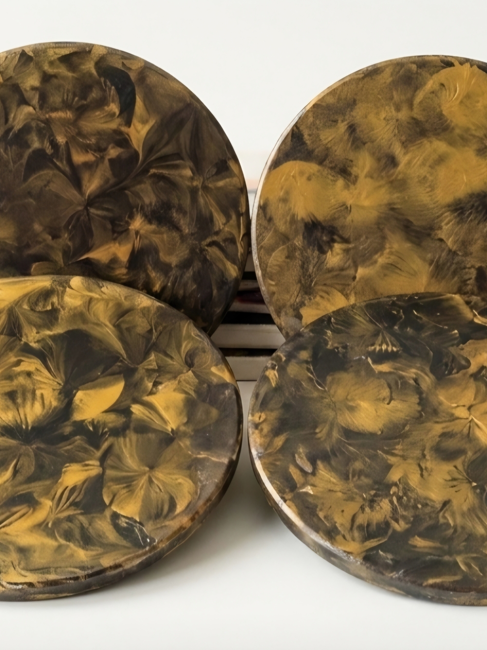 Yellow & Black Marbled Drinkware Coaster Set
